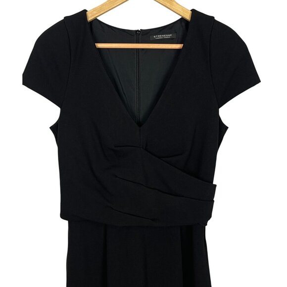 STRENESSE GABRIELLE STREHLE BLACK PLEATED V-NECK DRESS - Picture 4 of 9